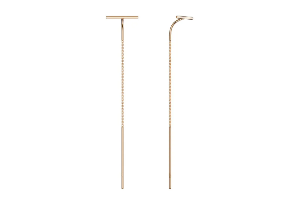 Серьги из красного золота «Палочка на кобре»